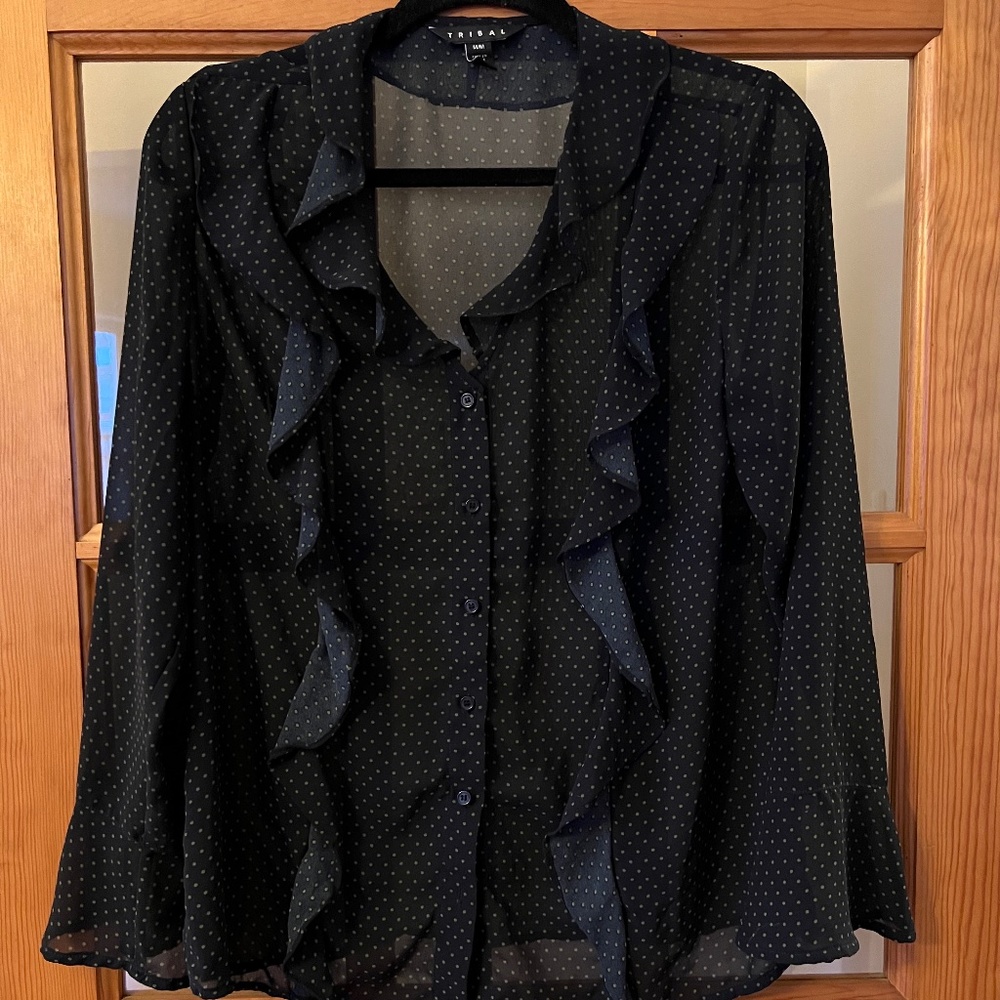 Sheer Tribal Blouse Navy